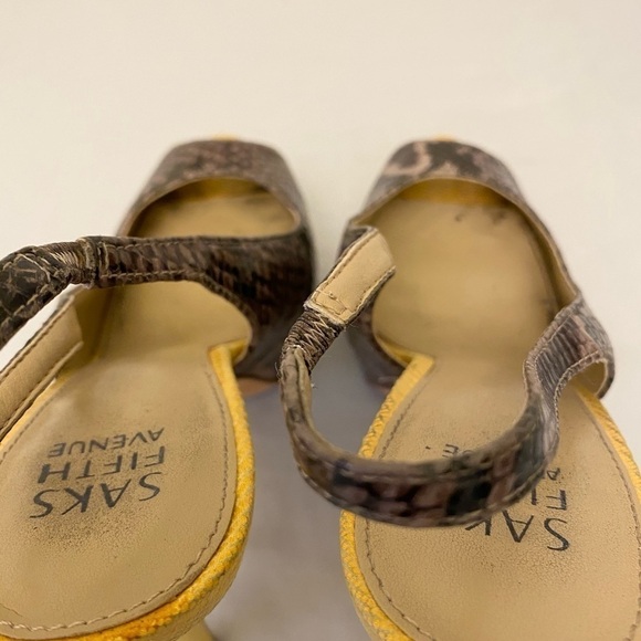 SAKS FIFTH AVENUE Platform Snakeskin Print Heels - Picture 5 of 11